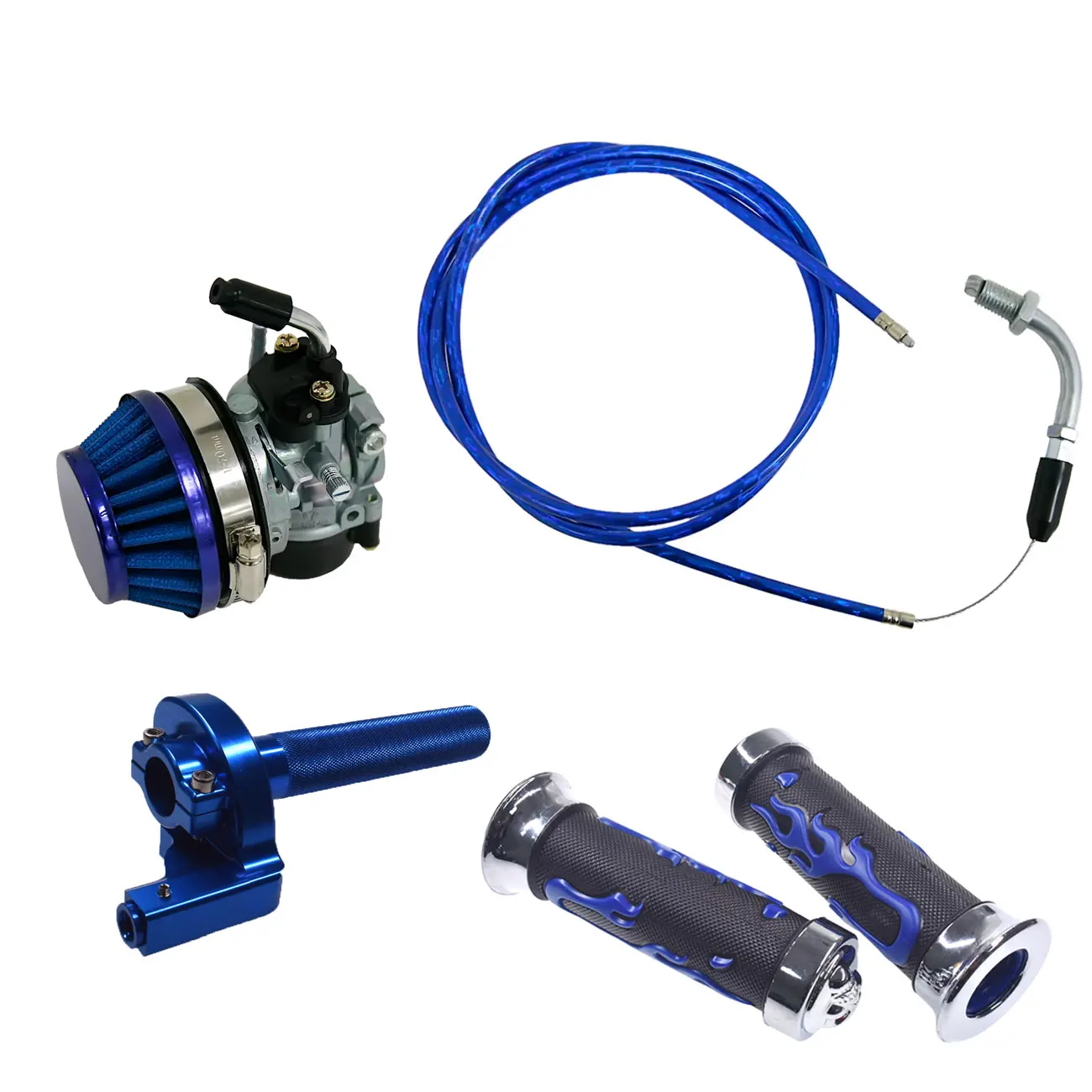 

CNC Blue Throttle Clamp & Carburetor Fit 49cc 60cc 66cc 80cc Motorized Bicycle