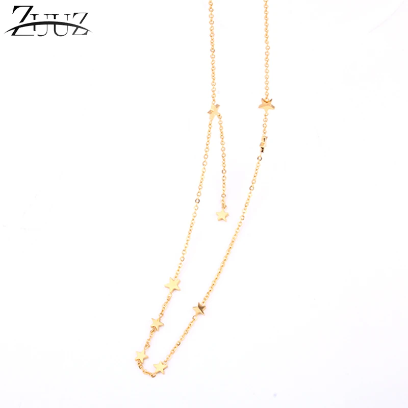 

ZUUZ neckless chocker personalized stainless steel chain choker long star best friends pendant necklace women accessories