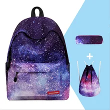 Mochilas Marca 3 unids Establece Mujeres Estrella Mochila impresión mochila de Lona Mochilas escolares para Las Niñas Adolescentes Hombro Bolso de lazo