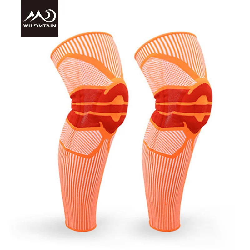Увеличенный наколенник с поддерживающими компрессионными рукавами, силиконовые наколенники для баскетбола, кроссфита, обезболивания, восстановления травм - Цвет: Оранжевый