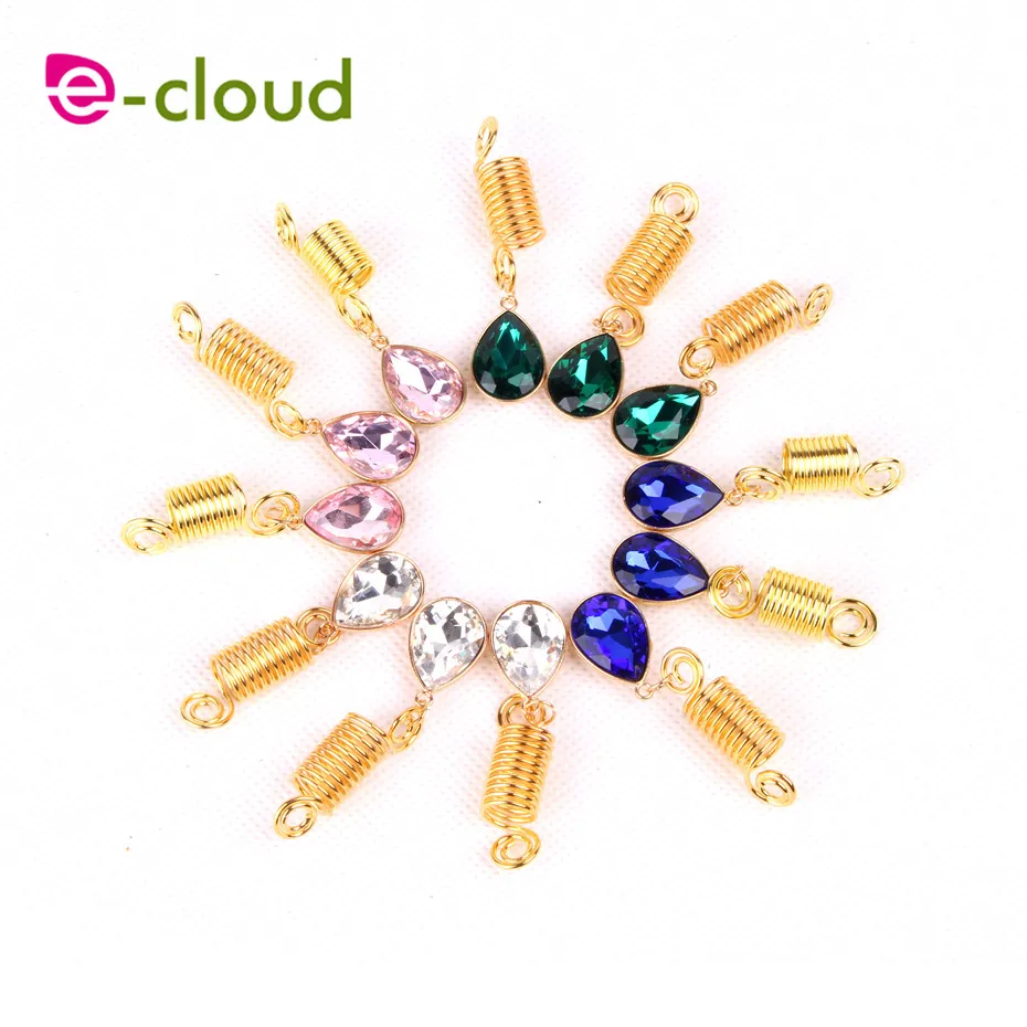 

The New 4 color metal jewel spring tube ring dreadlock beads and hair beads for dreadlocks adjustable hair braid cuff clips