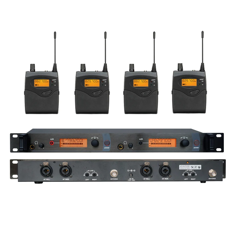  4 Pack Receivers + Wireless In Ear Monitor System, Professional Dual Channels Transmitter SR 2050 IEM 