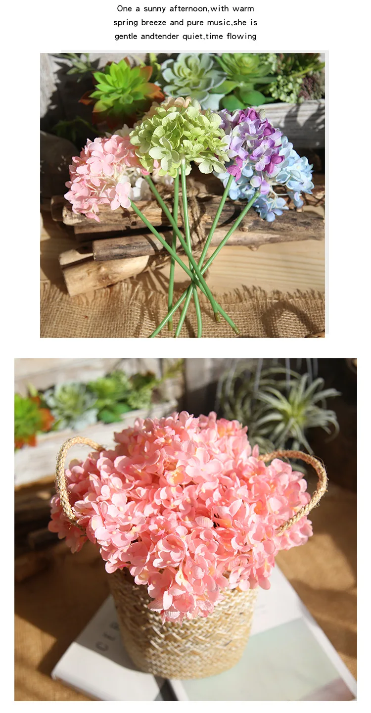 pink silk hydrangeas artificial flowers wedding flowers for bride hand silk Hydrangea fake flowers white home decoration (11)