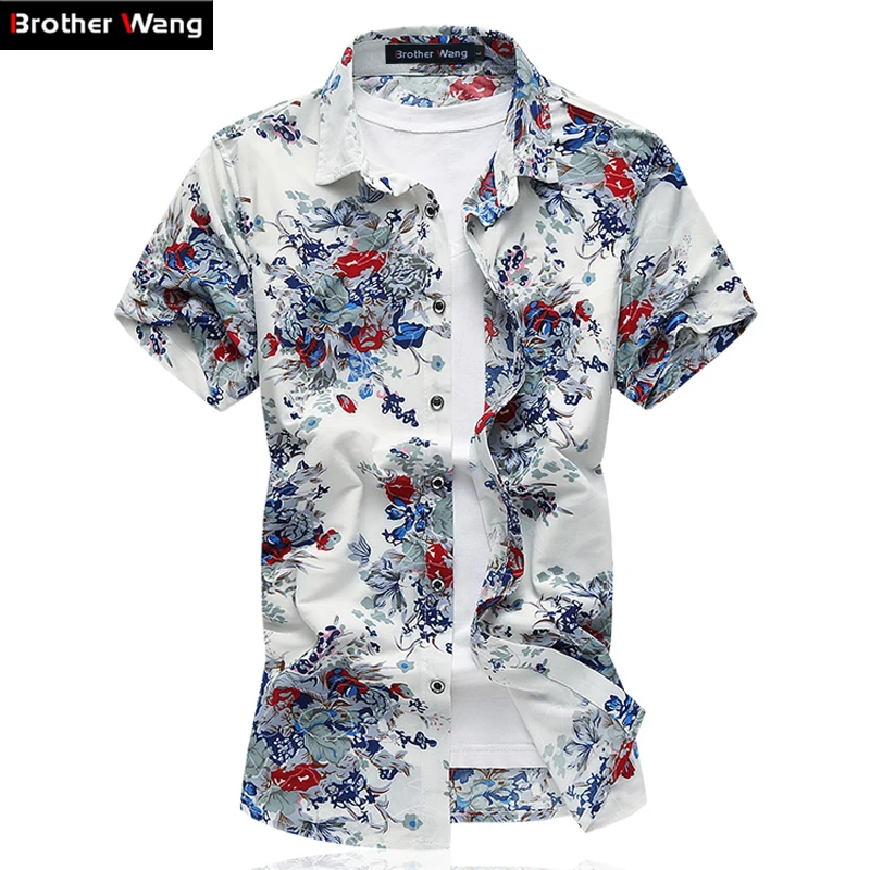 Mens Shirts Floral Print 7xl | Casual Print Shirts Mens 6xl | Male ...