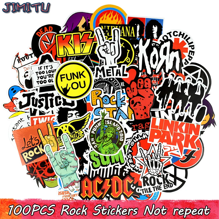 100 шт Наклейка в стиле рок музыки Ретро группа граффити наклейки JDM DIY гитара мотоцикл ноутбук Чемодан скейтборд Car сноуборд