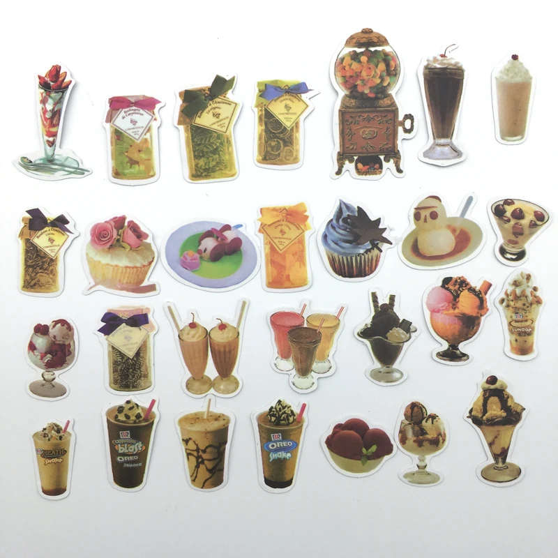 30 шт. креативные kawaii милые самодельные акварельные сладкие напитки декоративные Стикеры для скрапбукинга стикер
