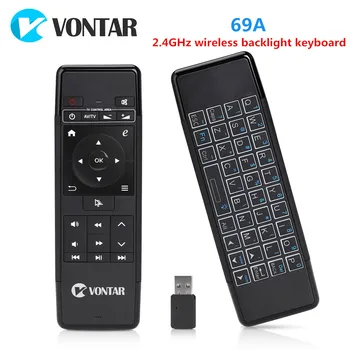

VONTAR 69A Mini Air Mouse Gyro Sensing 2.4G Wireless Keyboard Remote Control with Backlit For Windows Android 9.0 TV Box PC