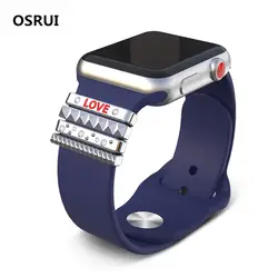OSRUI декоративное кольцо орнамент для Apple Watch группа 42 мм 44 мм 40 мм 38 мм для iwatch ремешок из нержавеющей стали для женщин мужчин "любовь" подарок