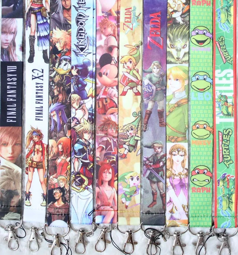 

one cartoon Anime Kingdom Hearts Death Note Key Lanyard Cheetah ID Badge Holders Animal Stripe Phone Neck Straps #441