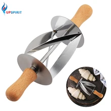 Upspirit de laminación de acero inoxidable cortador para hacer medialunas pan de masa pastel cuchillo mango de madera de cuchillo de cocina