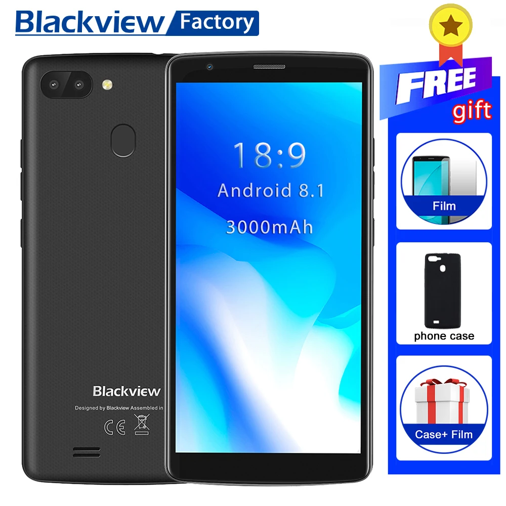 

BLACKVIEW A20 Pro smartphone Android 8.1 MTK6739 Quad core 5.5'' 18:9 HD+ 2GB+16GB Dual Rear Camera Fingerprint 4G mobile phone