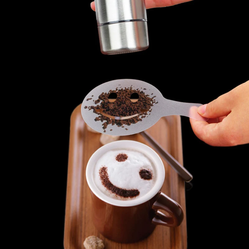 

16Pcs Coffee Print Model Coffee Stencils Template Spray Flower Mold Spray Printing Sugar Coffee Powder Sieve Cupcake Decorator