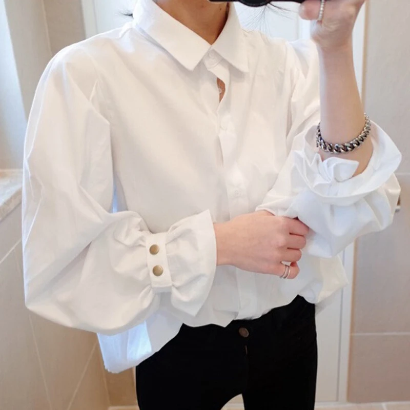 Aliexpress.com : Buy ruffles big puff sleeve white blouse princess ...