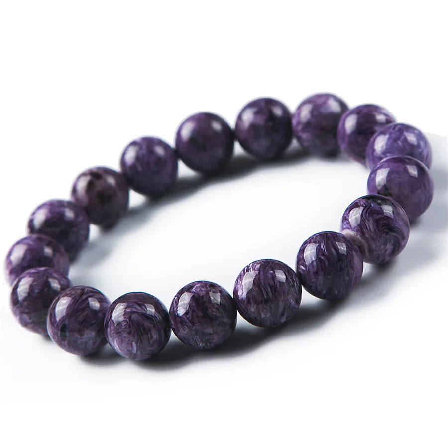 

100% Genuine Natural Charoite Bracelet Stone 11mm For Women Femme Purple Round Crystal Beads Bracelets Aaaaa Drop Shipping