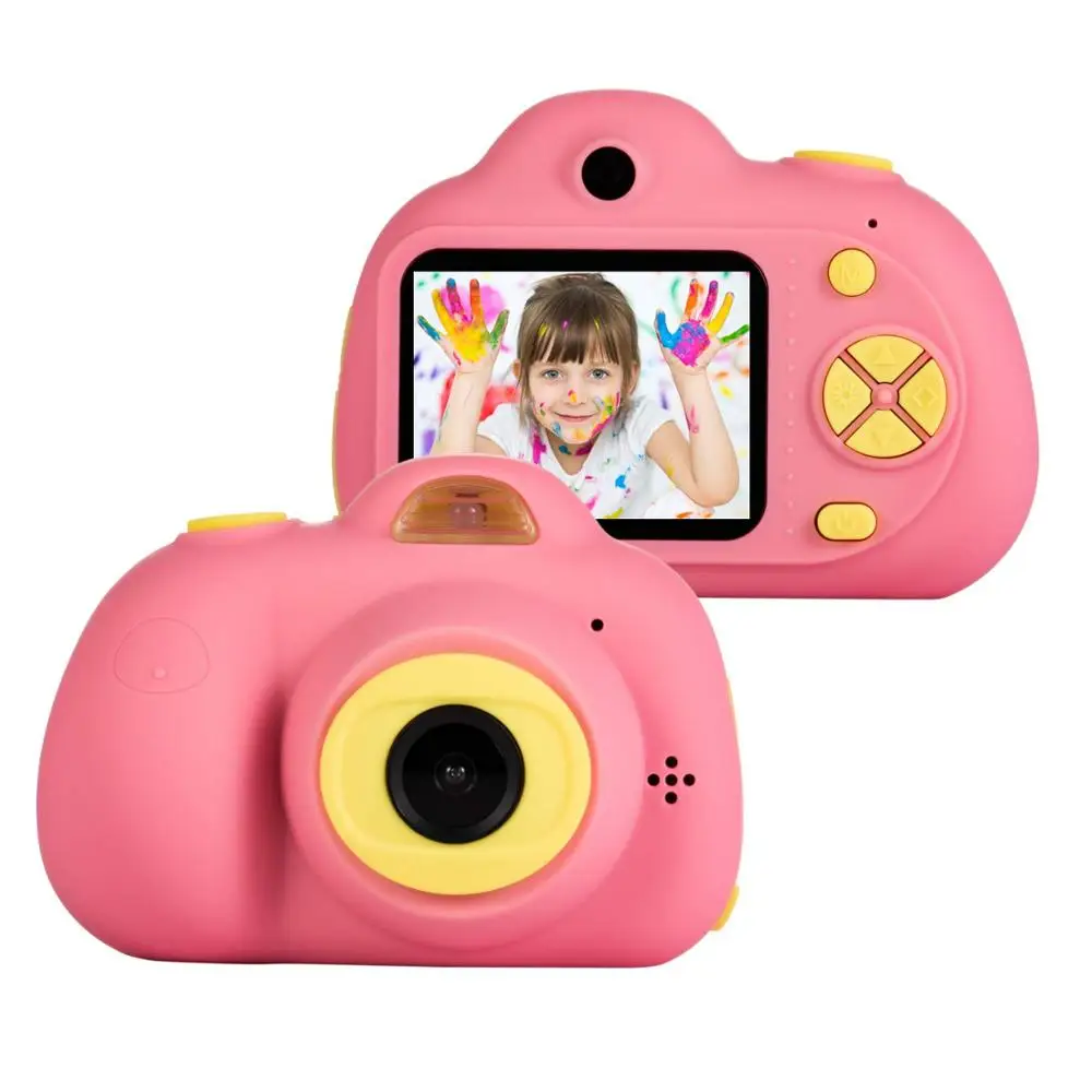 Дети мультфильм Камера для зеркальной однообъективной камеры 8MP 2 дюймов Смарт Камера противоударный с постоянным фокусным расстоянием f игрушка Камера s для детей, рождественский подарок для маленьких мальчиков монопод для селфи - Цвет: Cute Pink Color