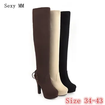 

Spring Autumn Platform High Heels Boots Women Over the Knee Boots Stretch Woman Thigh High Boots Plus Size 34-40 41 42 43