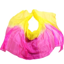 Silk Belly Dance Veil Belly Dance Veil Shawl Scarf Rose Yellow Color Belly Dance Practice Performance