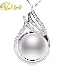 [Zhixi] ювелирные изделия из натурального жемчуга настоящая пресноводная жемчужина ожерелье кулон ювелирные украшения вечерние подарок для женщин/девочек P059