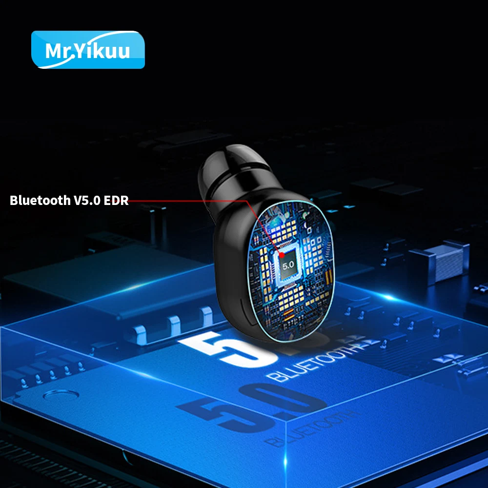 Mr. Yikuu Беспроводные стереонаушники мини в ухо Bluetooth 5,0 наушники с светодиодный цифровой дисплей зарядная коробка для iPhone 7 8 X Xs