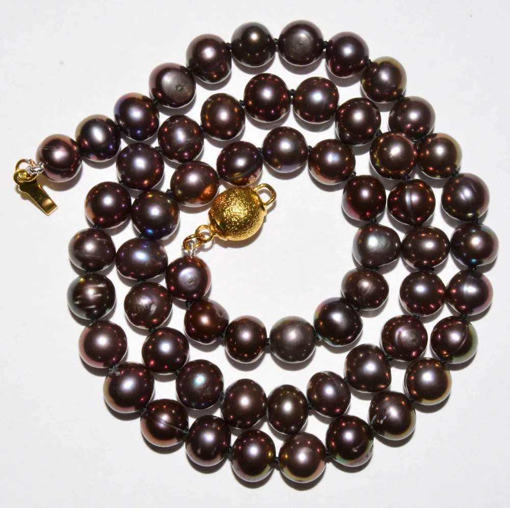 

FREE SHIPPING HOT sell new Style >>>>> AAA 6.5mm Black Round Cultured Freshwater Pearl Necklace Gilded clasp