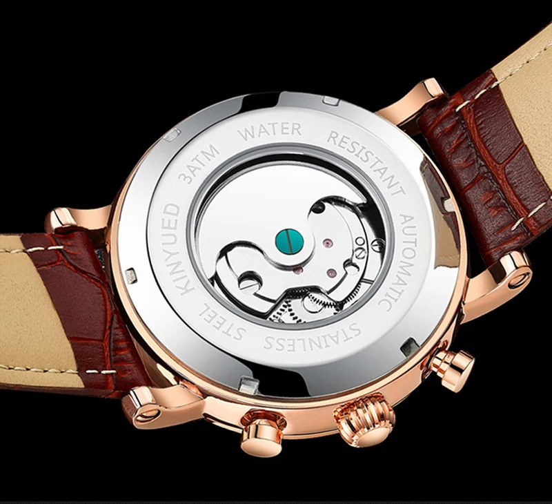 Black Gold Men Automatic Watch Luxury Brand Alloy Leather Band Waterproof Skeleton Mechanical Business Wristwatches Casual Dress (11)