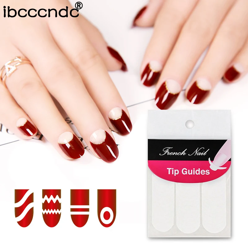 

10 Sheets Nails Guide Tips Stickers French Manicure Nail Art Decals Decorations Nail Form Fringe Guides For Nail DIY Styling
