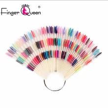 Fingerqueen 50 pçs/set 3 dicas prego cor gráfico paleta em forma de ventilador 150 cores da arte do prego prática design treinamento polonês cartão de cor