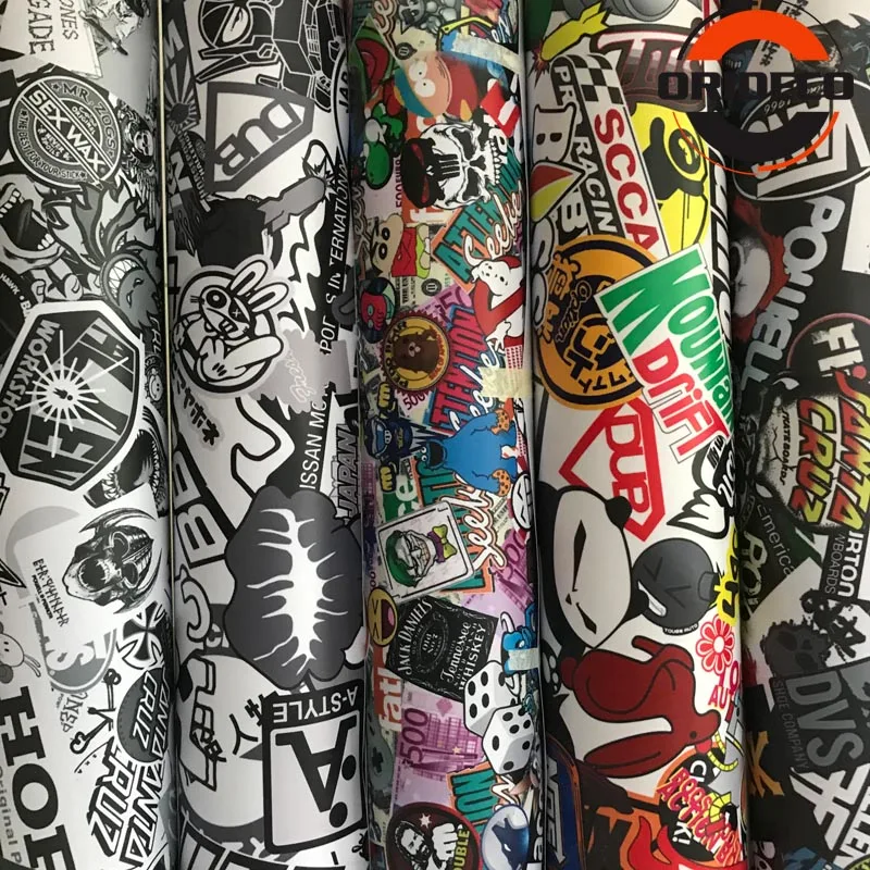 

10/20/30/40/50X152CM JDM Graffiti Stickerbomb Vinyl Wrap Car Motorcycle Scooter Bike Wrapping Covers Decal Film