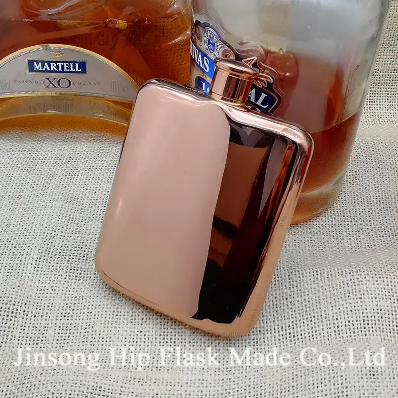 

2018 high quality Rose Gold Plated Stainless Steel Hip Flask (6 OZ) with free funnel ., Food Degree stainless steel