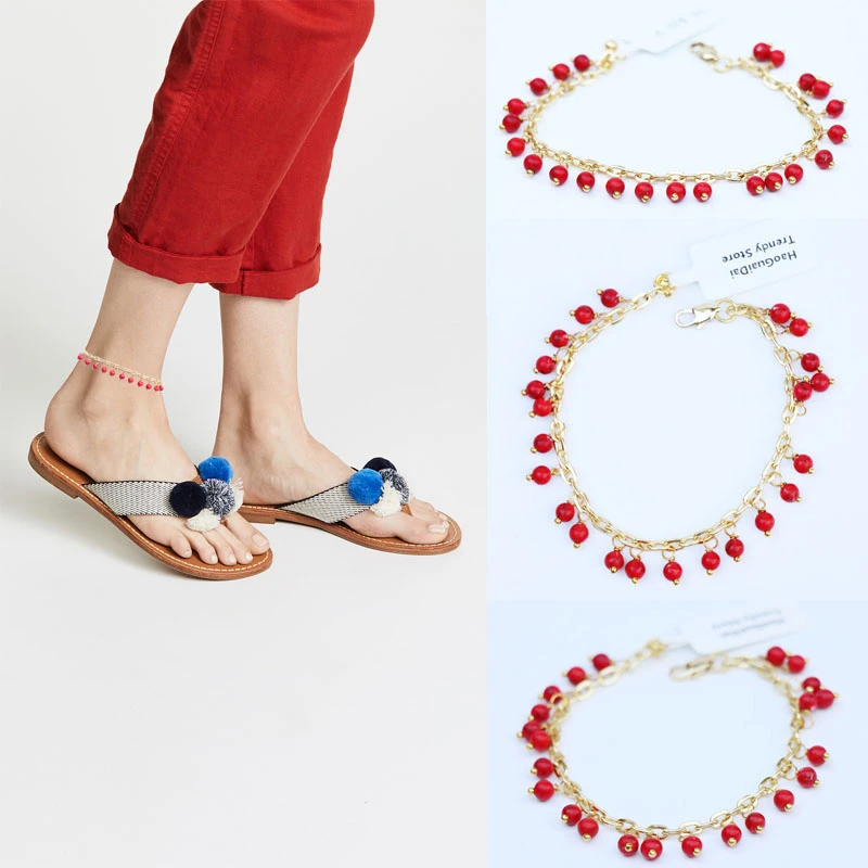 

Anklets For Women Promotion Tornozeleira Halhal Anklets Anklet Foot Jewelry Beach Wedding Bridesmaid Gift Handcrafted Dainty