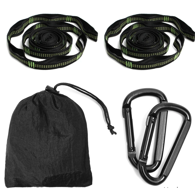 

5Pcs/set With10 Feet Hammock Tree Hanging Straps And Heavy Duty Lock Snap Hook Carabiners And Carrying Bag Outdoor Supplies