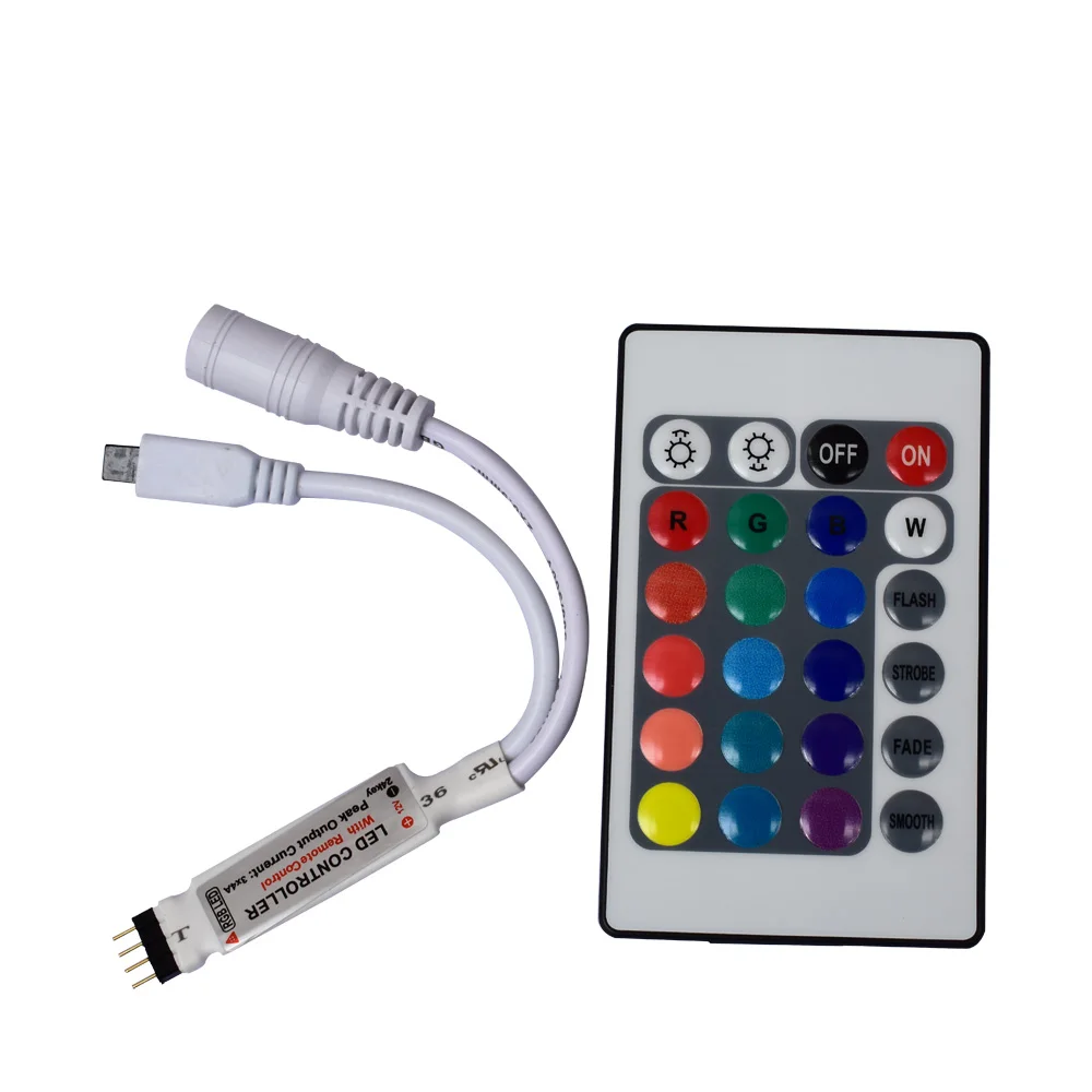 

Mini LED RGB Controller 24 Keys DC 12V Dimmer IR Wireless Remote Controller for SMD 5630 3014 3528 2835 5050 RGB LED Strip Light