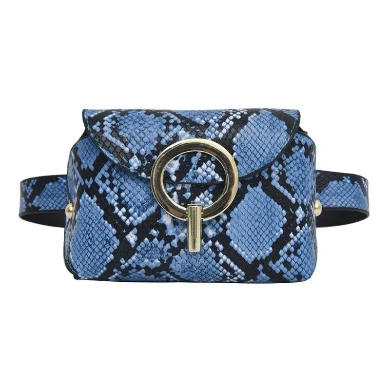Сумка-мессенджер на плечо со змеиным принтом, поясная сумка для женщин, сумка через плечо, серпантин, Фанни, нагрудная сумка, сумка для девушек, Bolsas Feminina Mujer - Цвет: Синий