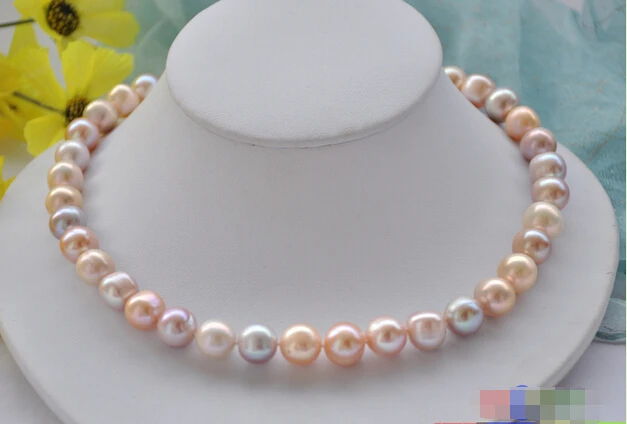 

P4948 AA++ Rare 17" 12mm round pink lavender freshwater pearl necklace ^^^@^Noble style Natural Fine jewe FREE SHIPPING