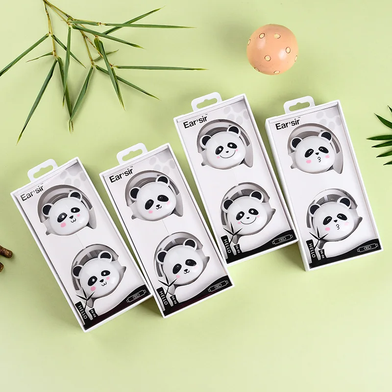 

CHICLITS Cartoon Anime Panda Headphone 3.5mm Stereo Earphone Music Earbuds With Mic For Phone Call Student Girl Kids Baby Gift