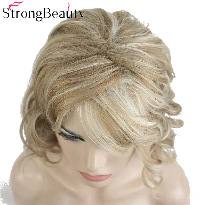 Strongbeauty Short Wavy Blonde Wig Heat Resistant Synthetic Wigs