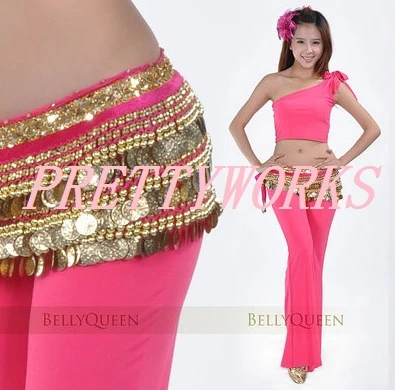 

egypt three 3 rows wear hip wraps belly dance skirt costume golden belt chain 338 gold coins 10 colors h-0175