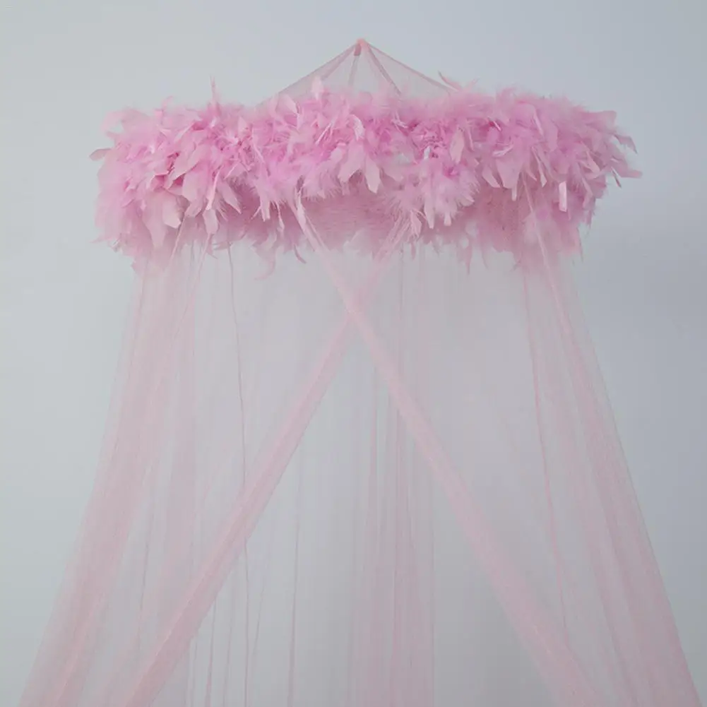 Pink Fur Baby Canopy Dome Bedding Princess Crib Mosquito Net Kids Baby Bed Canopy Tent Curtain Girls Room Decoration Canopy Baby