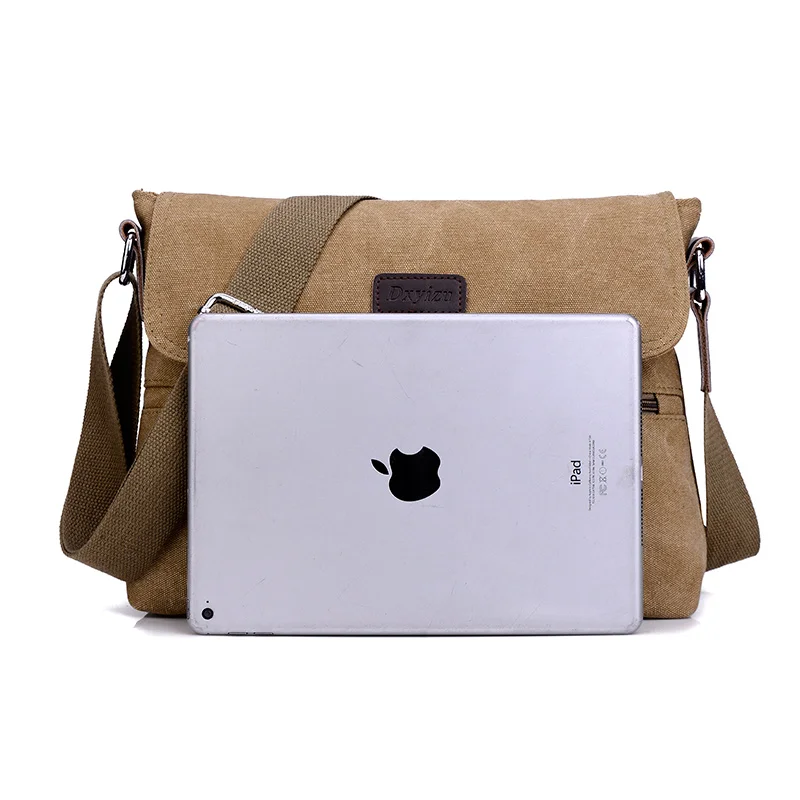 Men 's canvas shoulder bag multi - functional men' s travel leisure diagonal package solid color zipper handbag packaging