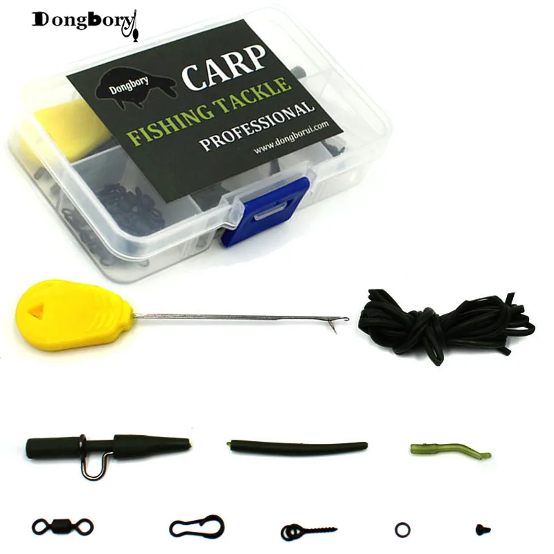 112PCS Carp Fishing Rig Hook Beads Tie Hair Rig Chod Rig Anti Tangle