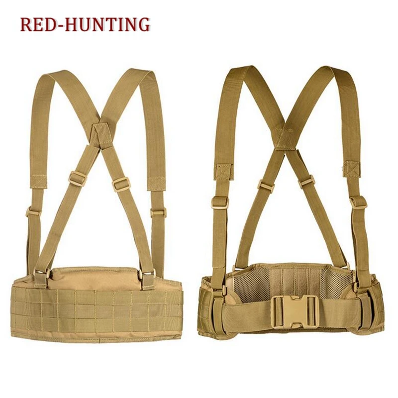 

Tactical Belt Molle with H-shaped Military Suspenders Adjustable Cummerbund Nylon Tactical Waist Padded Belt