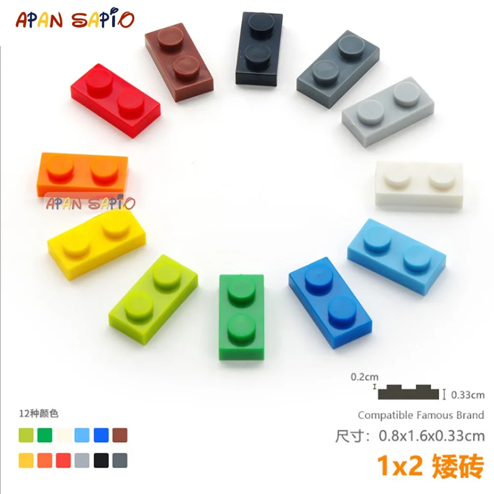 50pcs/lot DIY Blocks Building Bricks Thin 1X2 Educational Assemblage Construction Toys for Children Compatible With Brand