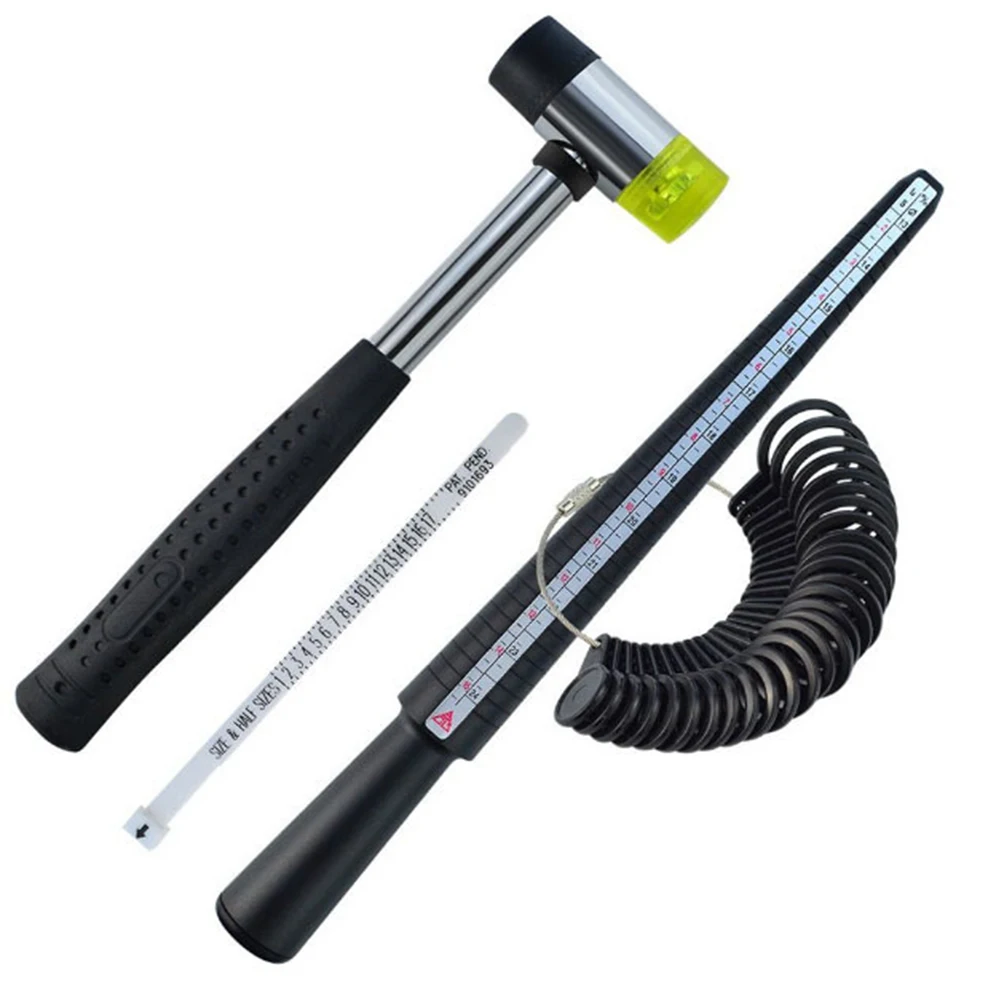 4PCS/set Jewelry Measuring Tool Set Rubber Hammer Plastic Finger Gauge
