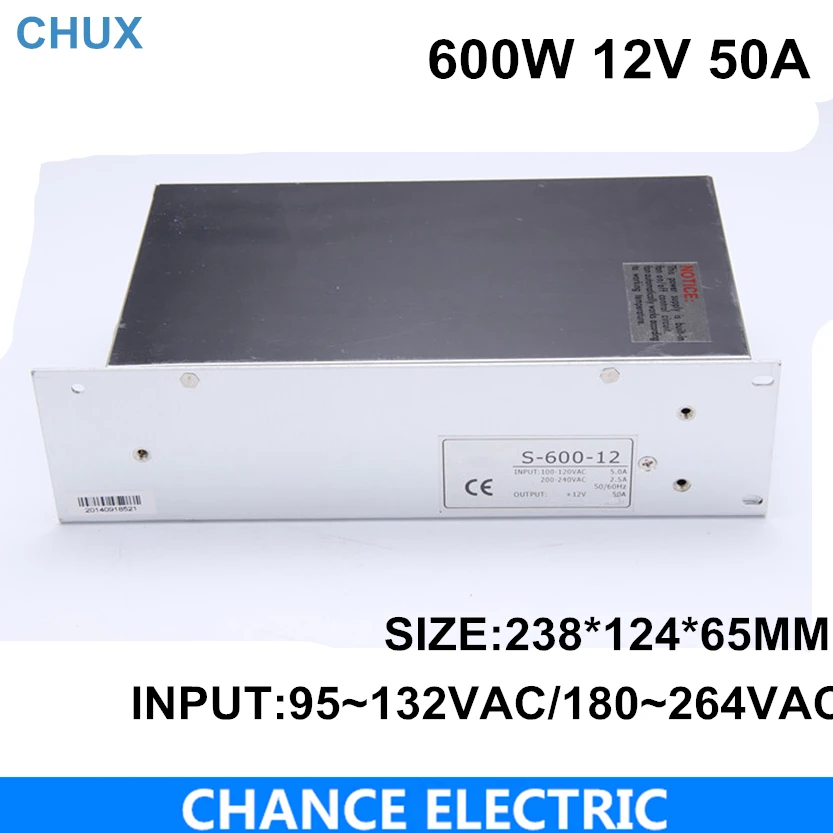 switching power supply 600w 12V 110 or 220VAC single output input 600W 50A for cnc led light(S-600W-12V) free shipping switching power supply 600w 12V 110 or 220VAC single output input 600W 50A for cnc led light(S-600W-12V) free shipping