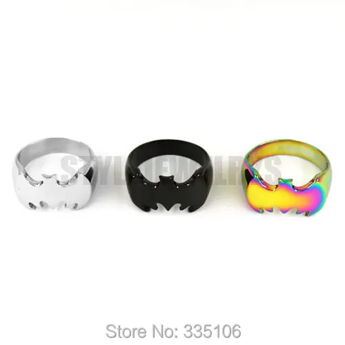 

Silver, Black, Multi Batman Ring Stainless Steel Jewelry Punk Bat Man Motor Biker Ring Mens Boys Women Ring Wholesale SWR0007SE