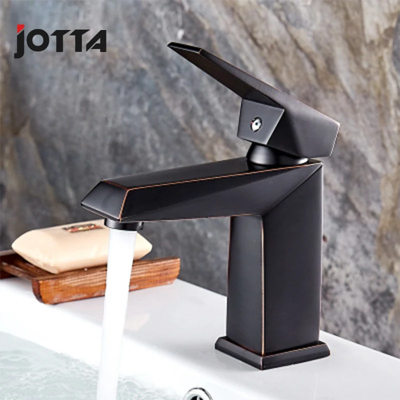 Basin faucet black ancient red side copper simple wash basin faucet above counter basin hot and cold faucet