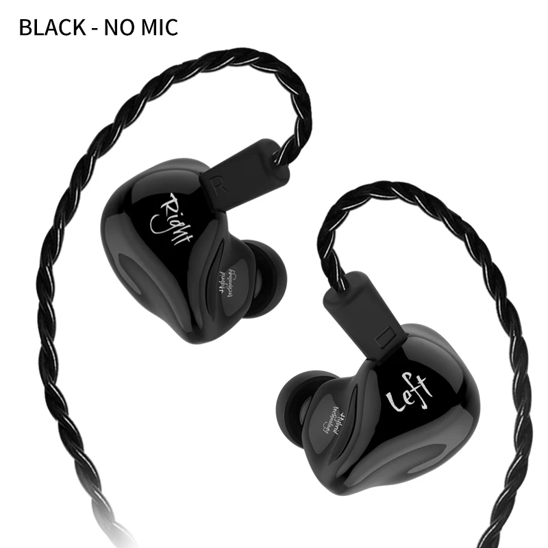 Плотным верхним ворсом KZ ZS4 BA+ DD Гибридный в ухо стерео наушники с микрофоном съемный кабель аудио наушники для контроля звучания DJ Hi-Fi наушники - Цвет: Black without mic