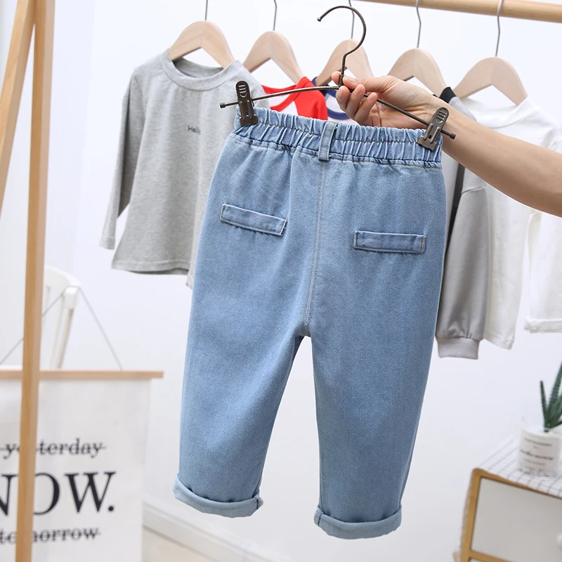 Джинсы для малышей на осень и весну рваные штаны г. модные детские джинсы с дырками ковбойские детские брюки, джинсы roupas infantis menina