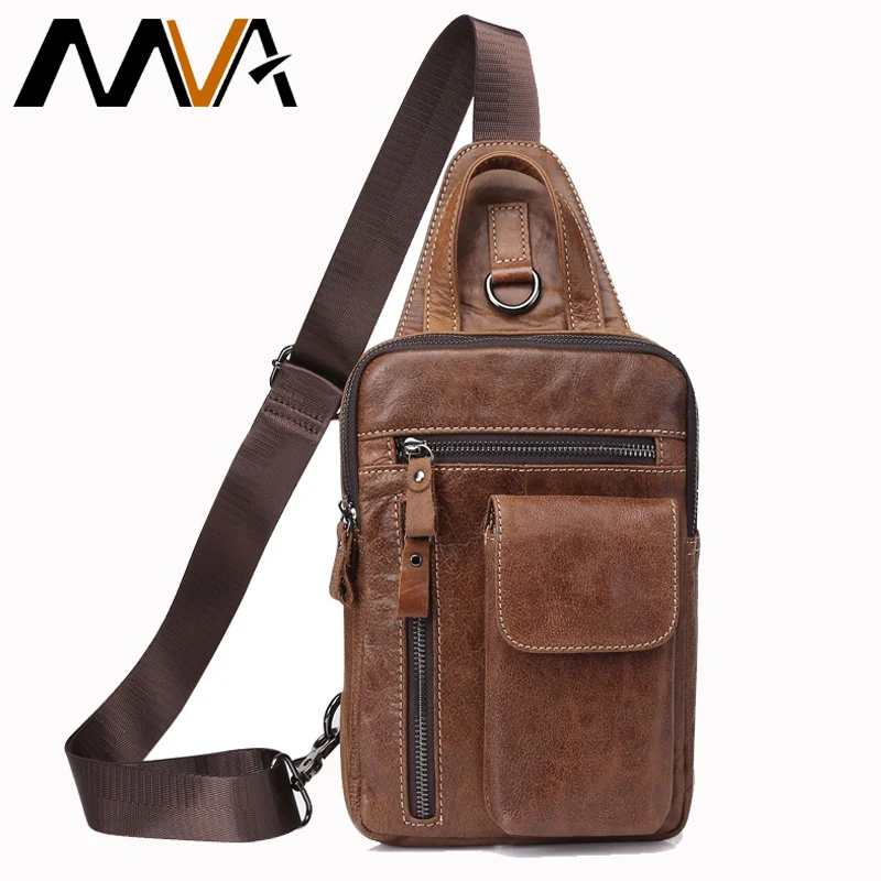 MVA Men's Genuine Leather Messenger Bag Men Shoulder Bags Male Chest