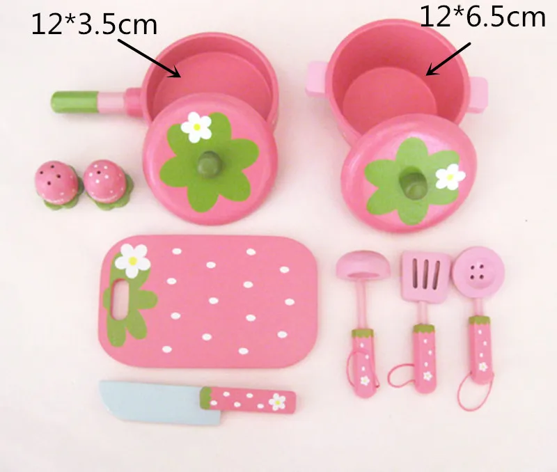  Baby Toys Simulation Pots Set 9Pcs Kitchen Accessories Wooden Toys Cookware Child Educational Furni